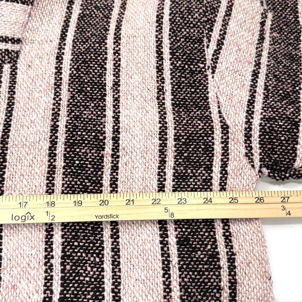 Mexican Poncho Baja Hoodie Surfer Skater Drug Rug Pullover Pink Black Stripes 2X - Picture 10 of 13